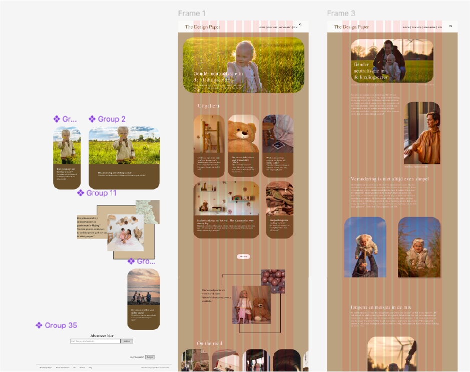Wireframe van het eerste project
